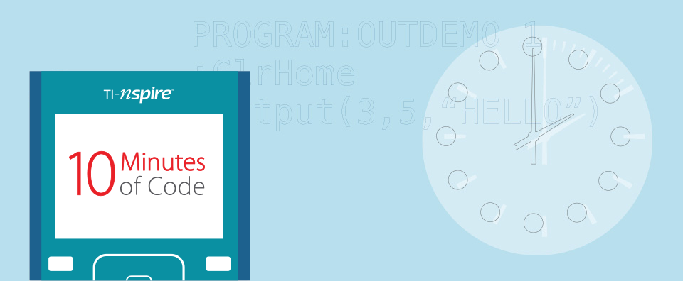 Activities TI Codes for TI-Nspire 10 Minutes of Code using graphing calculators landing Hero