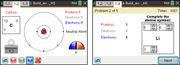 Screenshots from the Build an Atom activity