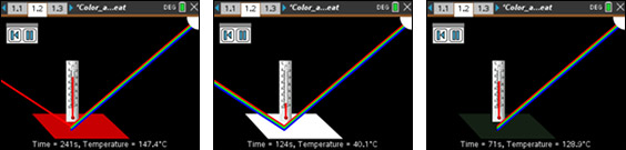 Screenshots from the Color and Heat activity