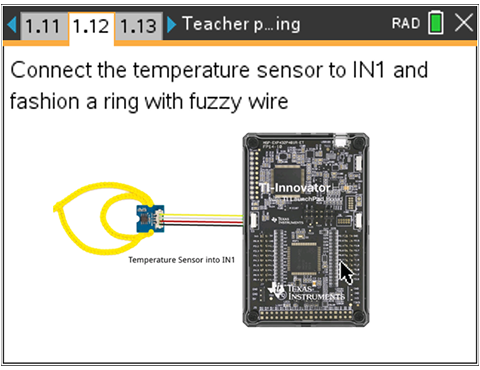 Construction of the “Digital Mood Ring” project using the TI-Innovator™ Hub.